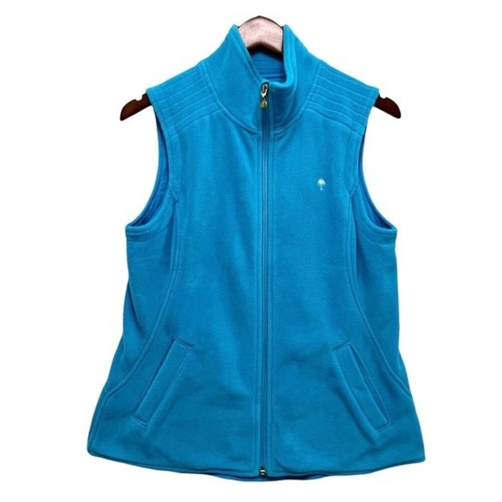 Lilly Pulitzer Fleece Vest Zip Up Jacket Turquoise Aqua Blue Women's Size S